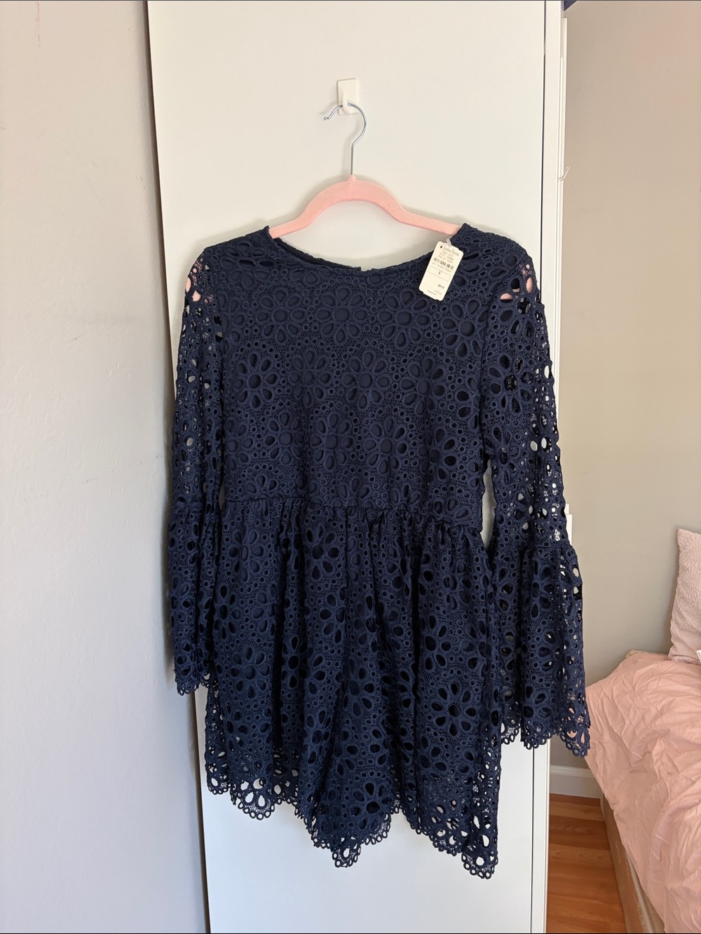 Navy Lace mini dress with floral detail